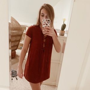 Suede Audrey 3+1 Lace Up Dress
